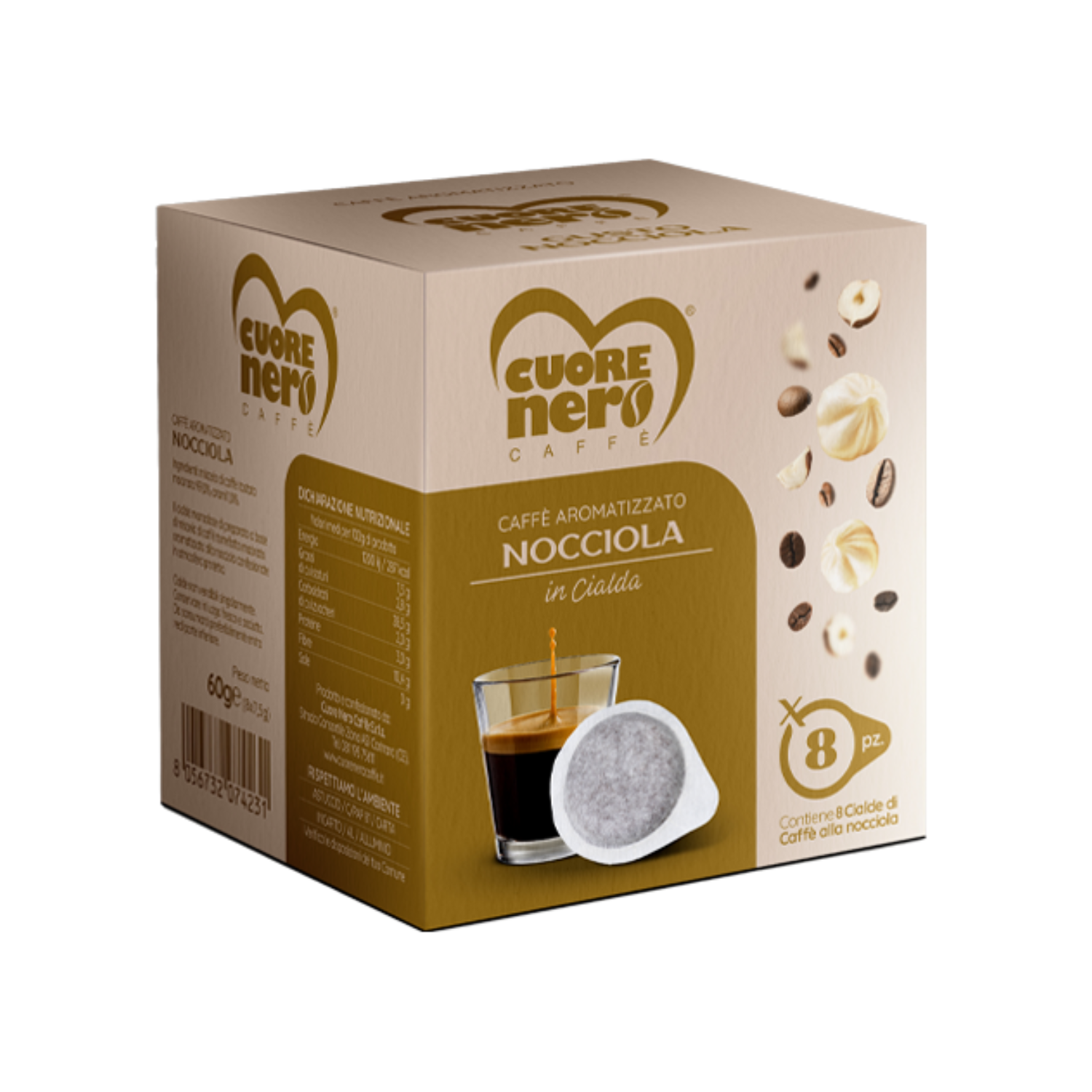 Caffè Aromatizzato alla Nocciola in Cialde – 8pz | Espresso Cremoso dal Gusto Morbido