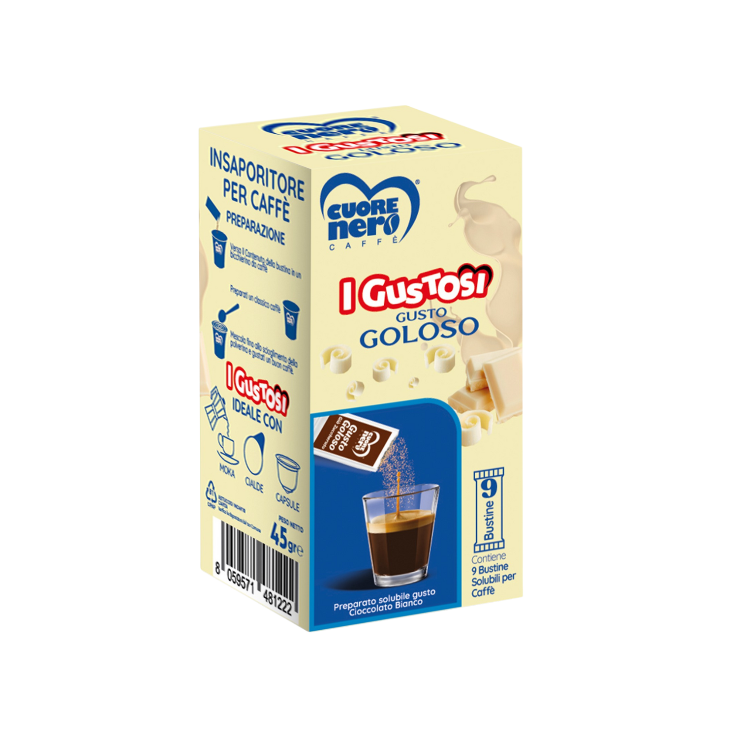 9 Bustine preparato solubile per caffè al gusto Goloso 45gr
