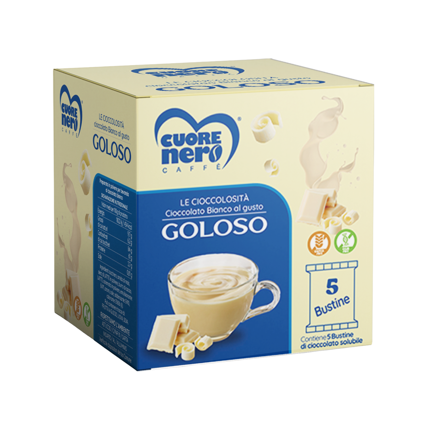 Cioccolata Solubile Bianca GOLOSO – 5 Bustine | Cioccolato Bianco Cremoso