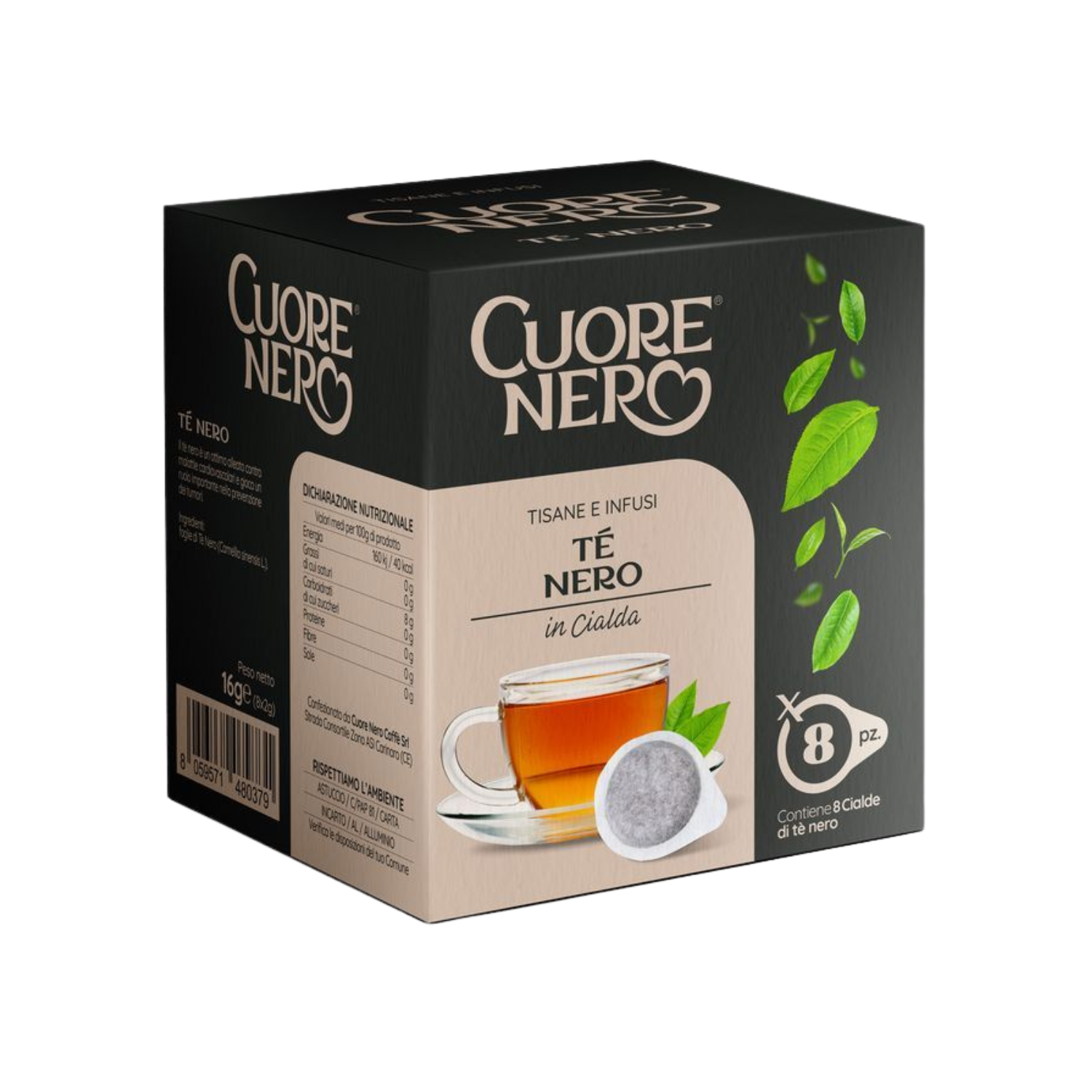 Tè Nero in Cialde – 8pz | Infuso Forte e Aromatico Cuore Nero