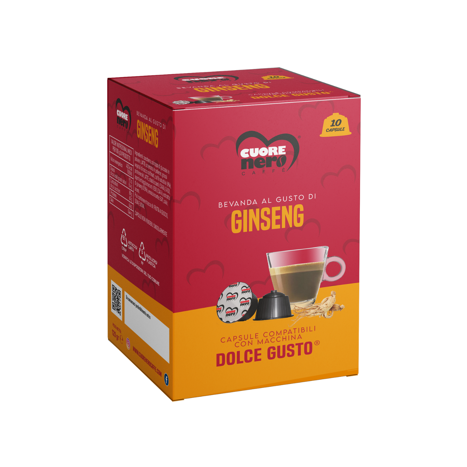 Ginseng Cuore Nero – Capsule Compatibili Dolce Gusto | Bevanda Energizzante – 10 pz