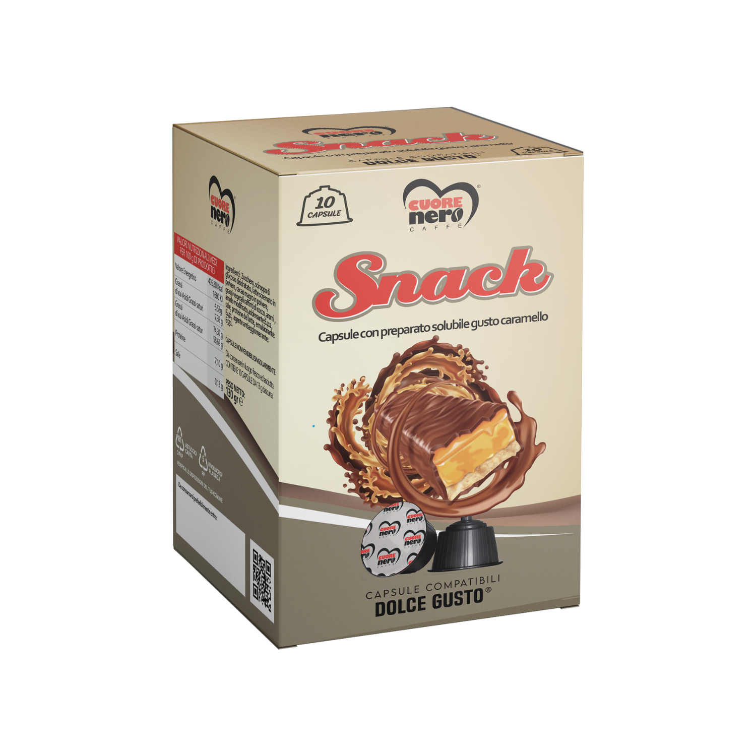 Snack Cuore Nero – Capsule Dolce Gusto gusto Caramello – 10 pz