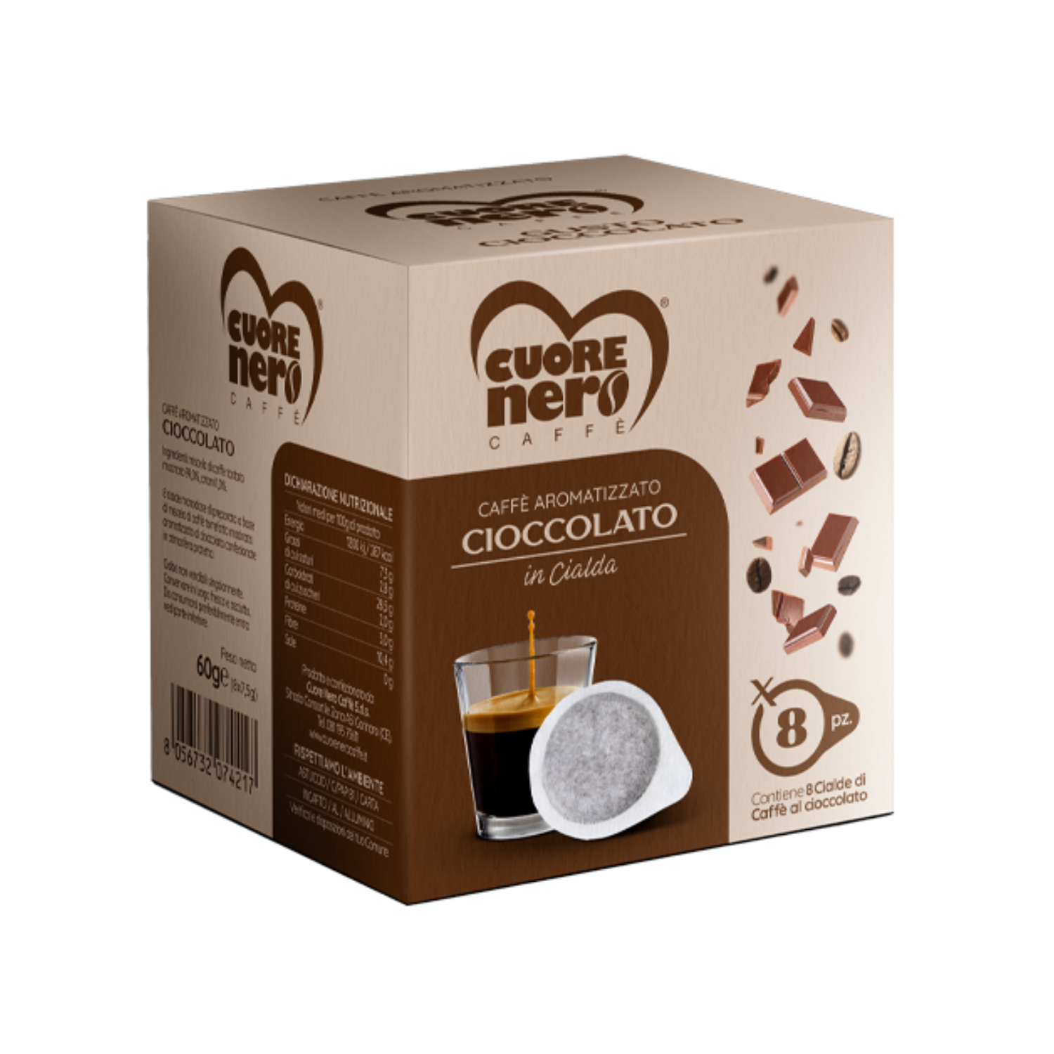 Caffè Aromatizzato al Cioccolato in Cialde – 8pz | Espresso Cremoso dal Gusto Goloso